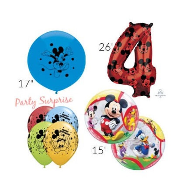 Mickey Mouse Balloon Pkg Round Orbz Balloon Jumbo Mickey Number Balloon Birthday Latex Mickey 17" Select Pkg Select Number Made in USA Il_570xn