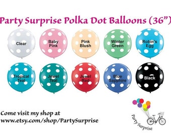 Balloons 36" Polka Dot Jumbo Color Chart Red Black Clear Blush Navy Blue Pink Green Photo Wedding Shower Baby Birthday Polka Dot Balloons