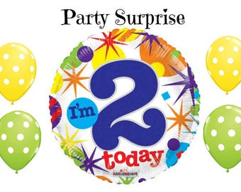 Two Year Old Birthday Balloon Set, Polka Dot Theme