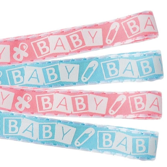 Ribbon baby shower gender reveal BABY blue ribbon BABY pink ribbon by