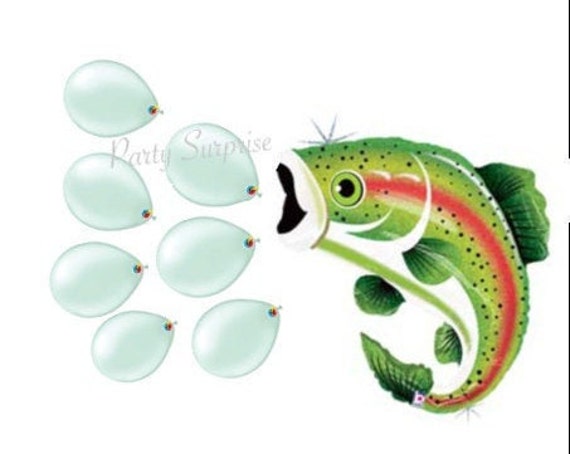 Trout Fish Balloon Pkg Happy Birthday Fish Balloons Wall Decor Fishing Party  Tropical Sport Birthday Decor Made in USA 
