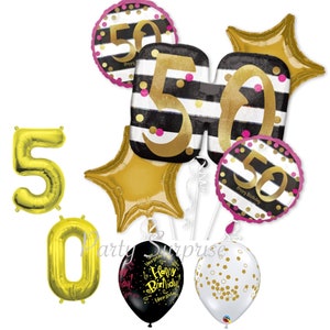 50th Anniversary Balloon Package Gold Balloons 50th Anniversary Gold or Jelli Numbers 5 0 Made in USA image 6