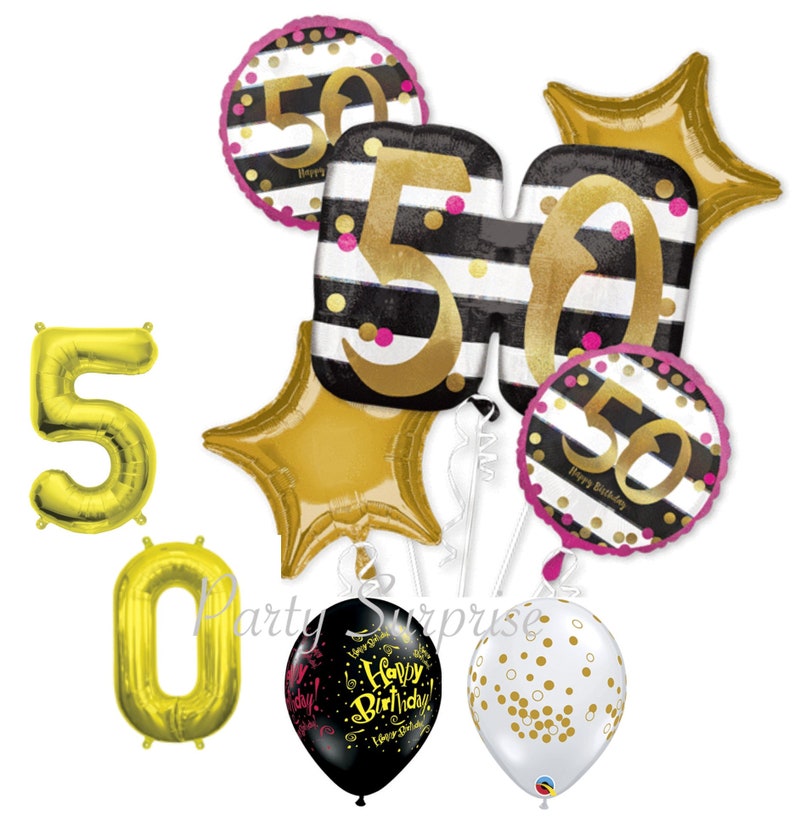 50th Anniversary Balloon Package Gold Balloons 50th Anniversary Gold or Jelli Numbers 5 0 Made in USA image 6