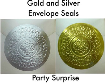 Gold and Silver Medallion Seals, Invitation Stickers
