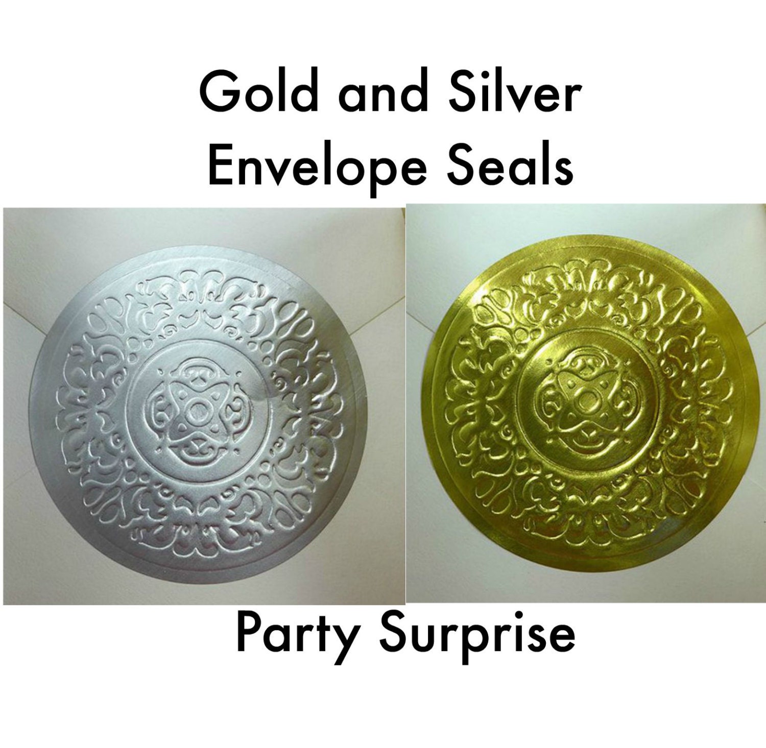 Gold and Silver Seals, Medallion Seals, Invitation Seals, Envelope Seals,  Wedding Seals, Scrapbook and Crafts Seals and Stickers 