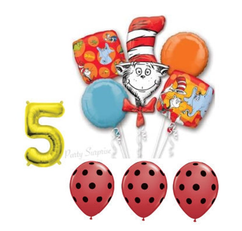 Dr Seuss Balloon Package Dr Seuss Decoration Dr Seuss Party Balloons Made in USA Number Balloon