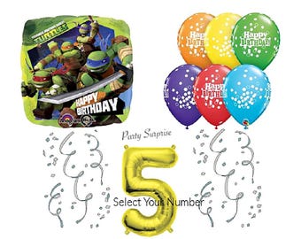 Ninja Turtles Birthday Balloons Teenage Ninja Mutant Turtles Party Balloons Kids Birthday Turtle Balloons Gold Number balloon