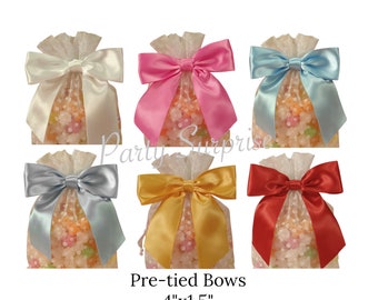 Gift Bows Satin Pre-tied 4"x1.5" Gold Pink Blue White Red Silver Bows Gift Wrap Bows Gift Box Gift Bags Bows with Ties