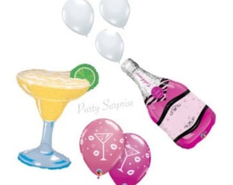 Margarita Glass Balloons Alcohol Glass Girls Night Out Tropical Beach Bachelorette Anniversary Bridal Shower Champagne Bubbles  Made in USA