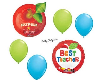 Teacher Balloons Package Red Apple Balloon Teacher Present Back to School Party Balloon School Made in USA I'm a Teacher