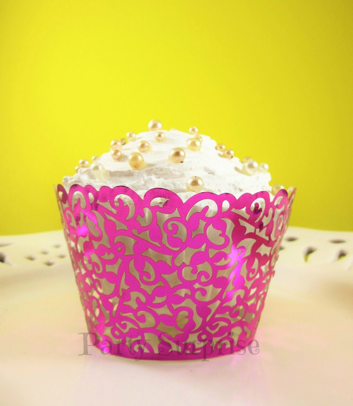 Pink Foil Cupcake Wrappers Hot Pink Metallic Cupcake Wrappers Etsy