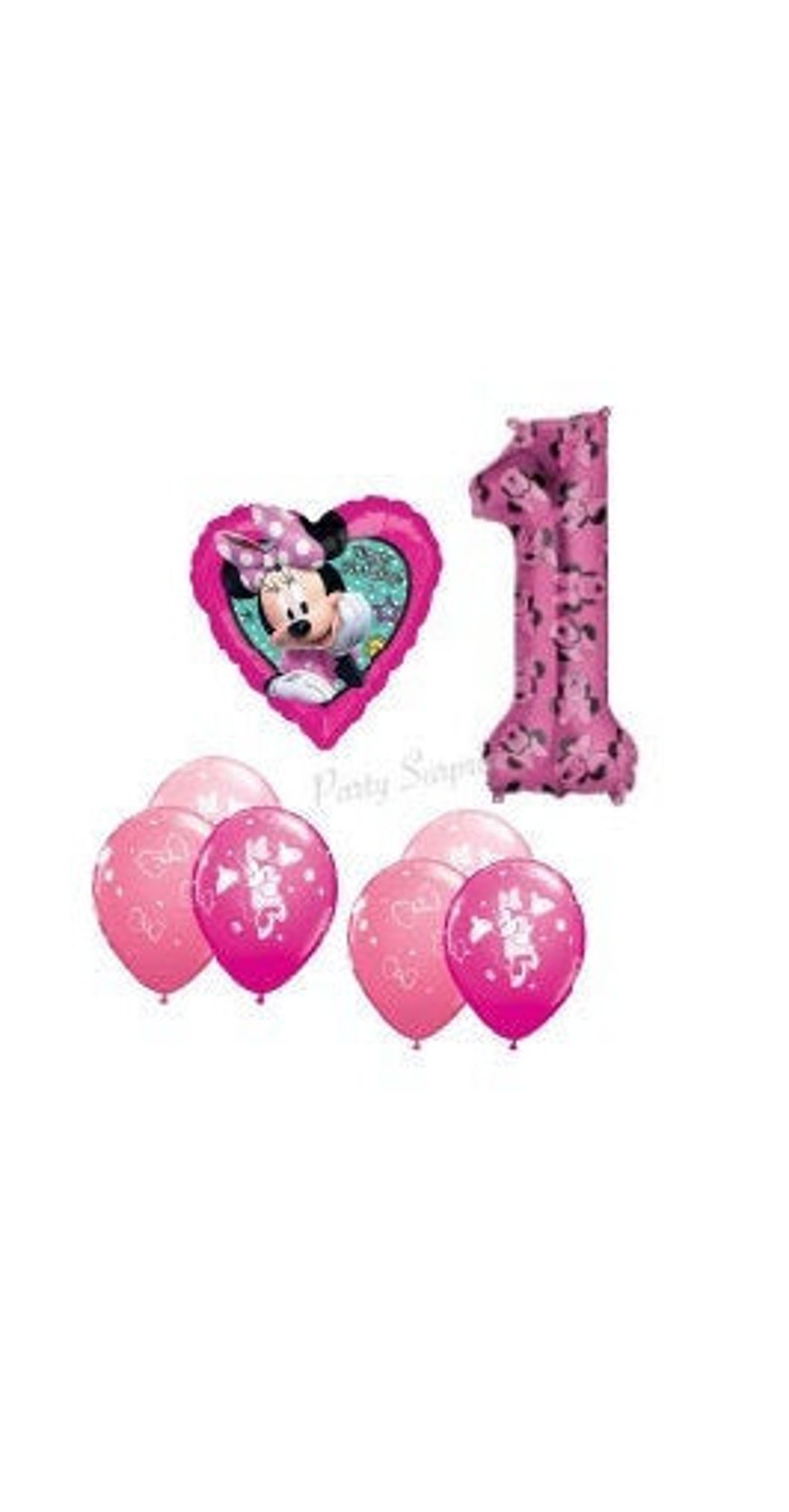 Minnie Mouse 1st Birthday Balloon Package Jumbo Number 1 Minnie Mylar Foil Select Your Pkg Made in USA Girl 1st Birthday Party Balloons image 1