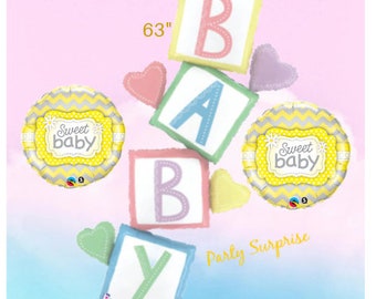 Baby Balloons Package Baby Blocks Balloons, Sweet Baby Girl, Baby Boy Mylar Foil Balloon Packages Baby Shower Gender Reveal Made in USA