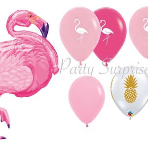 Flamingo Balloons Pink Gold Mylar and Latex Tropical Summer Luau Birthday Pool Graduation Party Flamingo Decor Mafe in USA