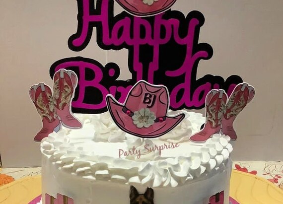 Pink Cowgirl Cupcake Toppers Boots Hat Cowboy Cowgirl Party Decorations Pink Hat Pink Boots Cupcake Toppers Western Party Decor Il_570xn