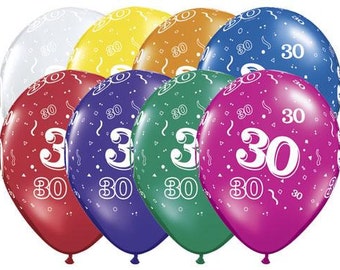 30th birthday balloons 30th anniversary balloons 30 assorted colors latex balloons adult birthday party balloons Made in USA