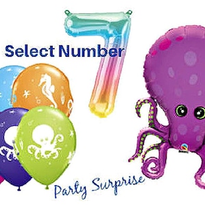 Octopus Balloon Package  Under the Sea Party Balloons Purple Octopus Balloon Fish Sea Ocean Pool Swim Nautical Party Decor Made in USA