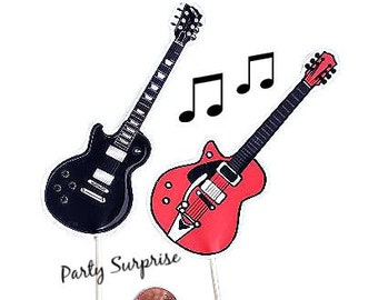 Guitar Cupcake Toppers Electric Guitar Rock n Roll Music Party Guitar decorations Music Party Custom Made Guitar Toppers Custom Hand Made