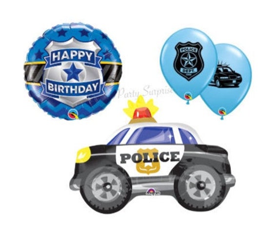 Police Balloon Package Police Car Badge Balloons Mylar Police First Responder Party Supplies Kids Police Birthday Made in USA Select Pkg Il_570xn