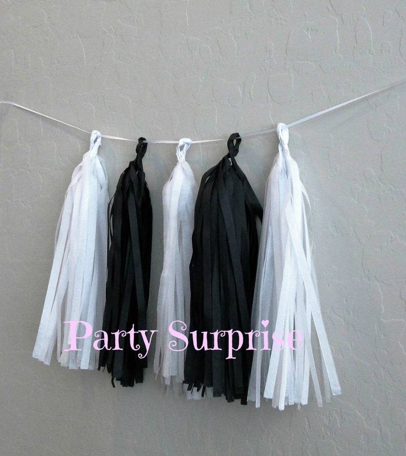 Tassel Garland Black and White Tissue Garland Balloon Tail Etsy
