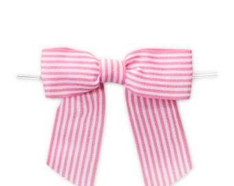 Pink Bows PreTied Striped Bows 3" Baby Girl Shower Gift Wrap Bows Girl Gift Bows Pink Bows