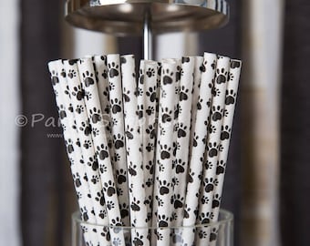 Paw Print Straws, Pawprint Straws, Dog Party Straws, Cat Party Straws, Animal Party Straws, circus zoo safari jungle party pawprint straws