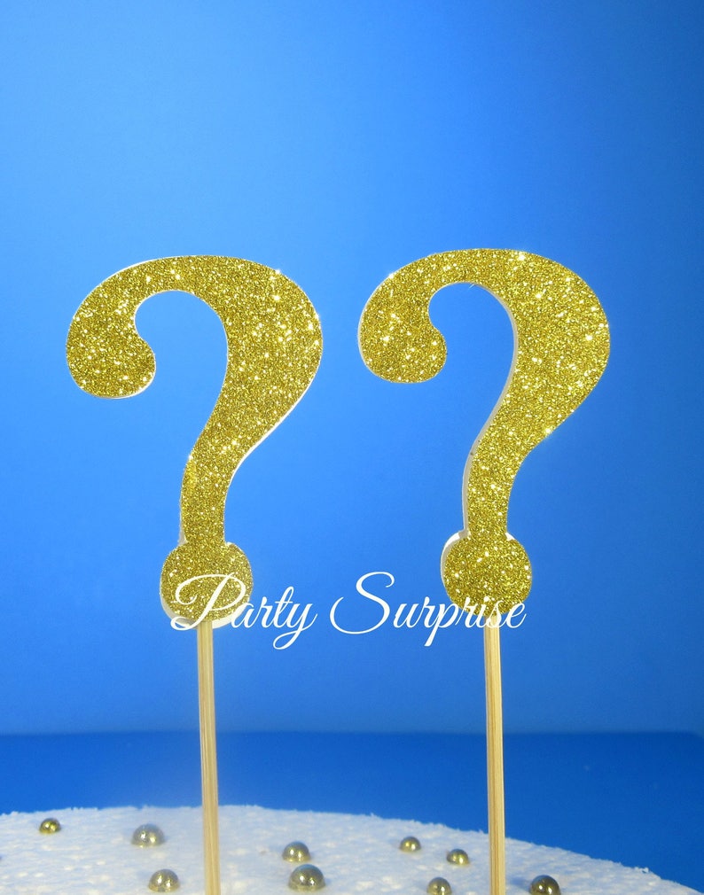 Gold Question Mark Glitter Cake Topper Baby Gender Reveal Etsy