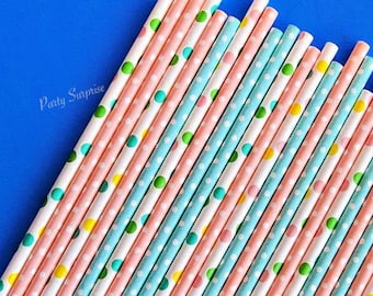 Pastel Straws Baby Pastel Polka Dot Straws Girl Baby Shower Boy Baby Shower Gender Reveal Straws Blue Straws Pink Straws 1st Birthday