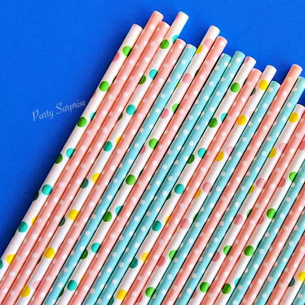 Pastel Straws Baby Pastel Polka Dot Straws Girl Baby Shower Boy Baby Shower Gender Reveal Straws Blue Straws Pink Straws 1st Birthday