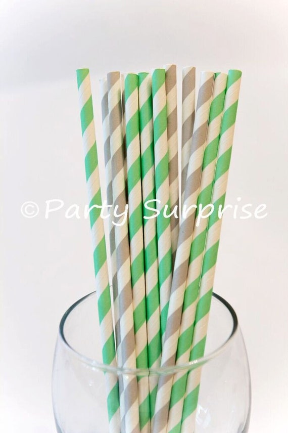 Grey Straws Mint Striped Straws Striped Straws Gray Straw Wedding Party Anniversary Shower Birthday Drinking Mason Jar Cake Pop Paper Straws Il_570xn