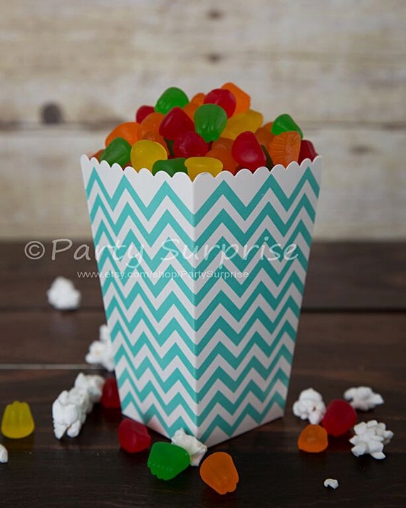 Aqua Blue Popcorn Boxes Mini Popcorn Boxes Baby Shower Wedding Etsy
