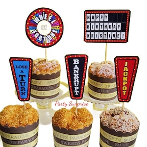 Wheel of Chance Game Cupcake Toppers Custom Made for You with Personalized Letter Board Game Night Kids Birthday Party Cupcake Toppers