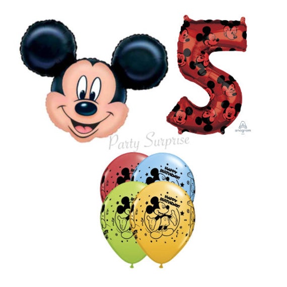 Mickey Mouse 5th Birthday Balloon Pkg Jumbo Mickey Number 5 | Etsy