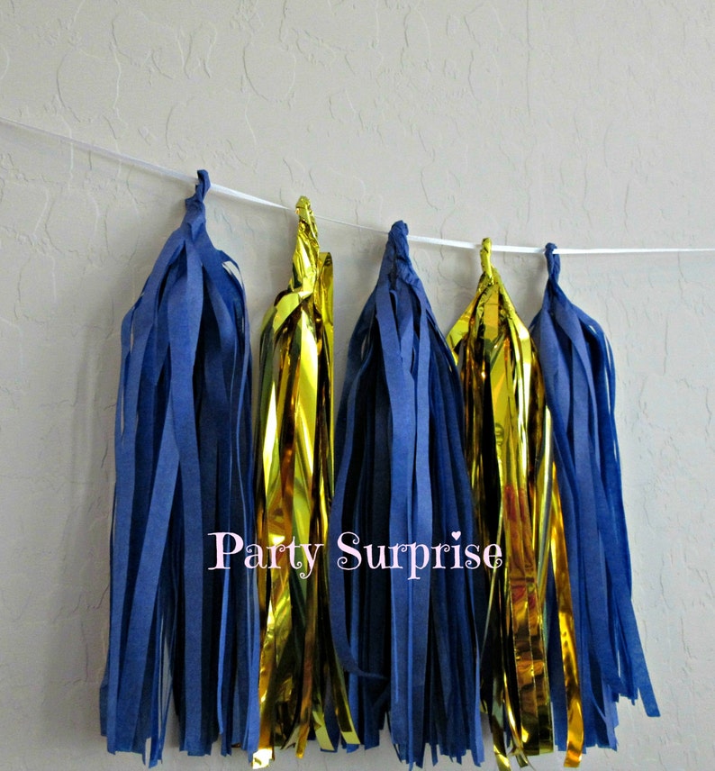 Tassel Garland Tail Tissue Navy and Gold Foil Nautical Etsy