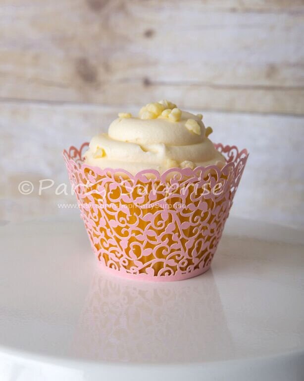 Pink Cupcake Wrappers Lace Filigree Cupcake Wedding Bat Mitzvah Shower Birthday Anniversary Gala Event Cupcake Wrappers