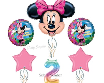 Minnie Mouse Birthday Balloon Pkg 6 Mylar Foil Latex Girl Birthday Party Balloons Minnie Birthday Party Balloons Made in USA