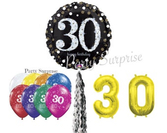 30th Birthday Balloon Package Women 30th Birthday Men 30th Birthday Adult Birthday Balloons Select your Package with Balloon tail