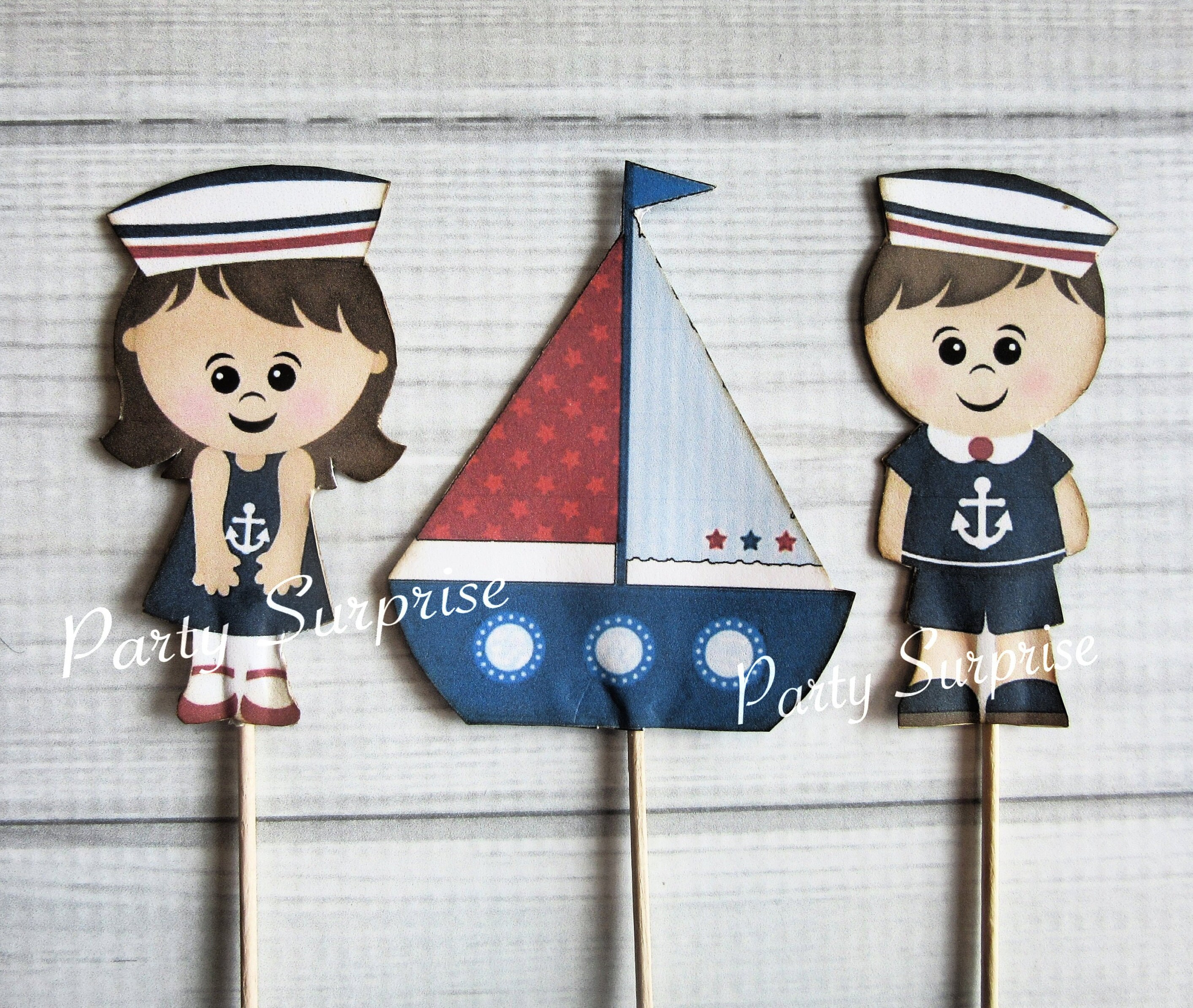 Sailor Us Navy Cupcake Toppers Nautical Baby Shower 1st Etsy