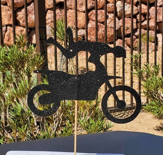 Motocross Cake Topper Dirt Bike Black Glitter Cake Decoration Topper Kids Men Dirt Bike Party Decorations Il_570xn