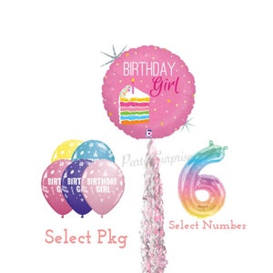 Birthday Girl Balloon Package Mylar Foil Latex Balloon Twirlz/Tail Jelli Number Balloon Package Made in USA image 1