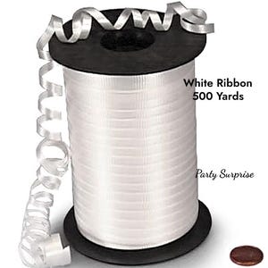 White Curling Ribbon 500 yards, Large Spool White Curling Ribbon, Gift Wrap Ribbon, Balloon Ribbon, Wedding Ribbon Made in USA Crimped
