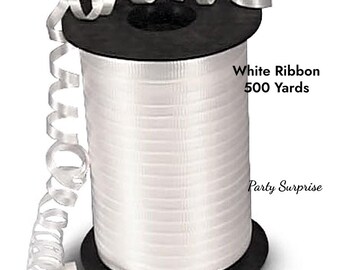 White Crimped Curling Ribbon, 500 Yards, Gift Wrap, USA Made