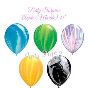 Agate Marble Balloons Blue Green Lavender Orange Black Qualatex Latex 11&quot; Made in USA