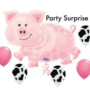 Farm Pig Balloon, Farm Party Balloons, Kid Party Tractor Cow Print Party Balloons Big Pig, Farm Birthday Party Balloons