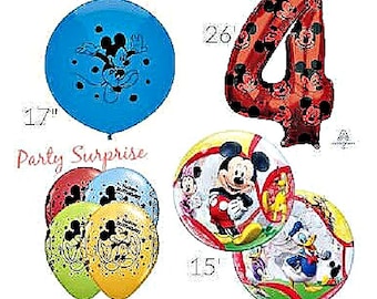 Mickey Mouse Balloon Pkg Round Orbz Balloon Jumbo Mickey Number Balloon Birthday Latex Mickey 17" Select Pkg Select Number Made in USA