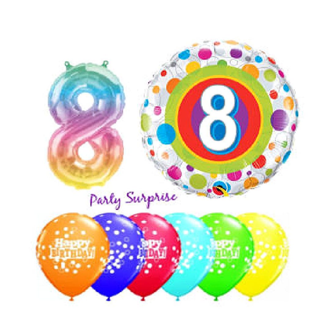 8th Birthday Balloon Package 8 Years Old Birthday Party Baloons Boy