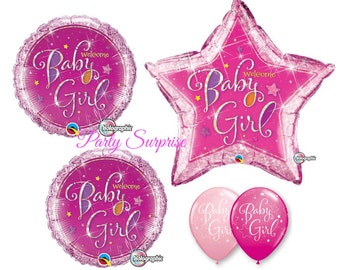 Baby Girl Balloon Package Welcome Girl Twinkle Star Balloons Girl Baby Shower Baby Girl Balloon bouquet