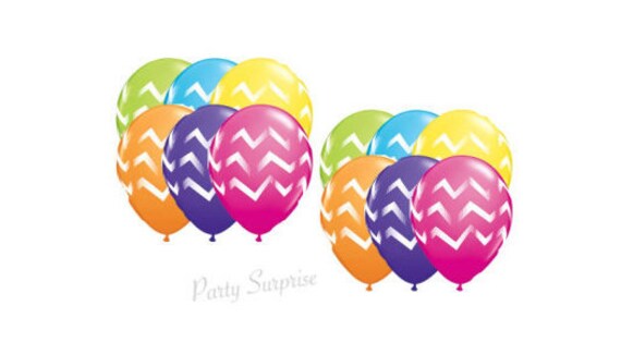 Chevron Balloons Latex 11", 18 Assorted Colors Chevron Made in USA Il_570xn