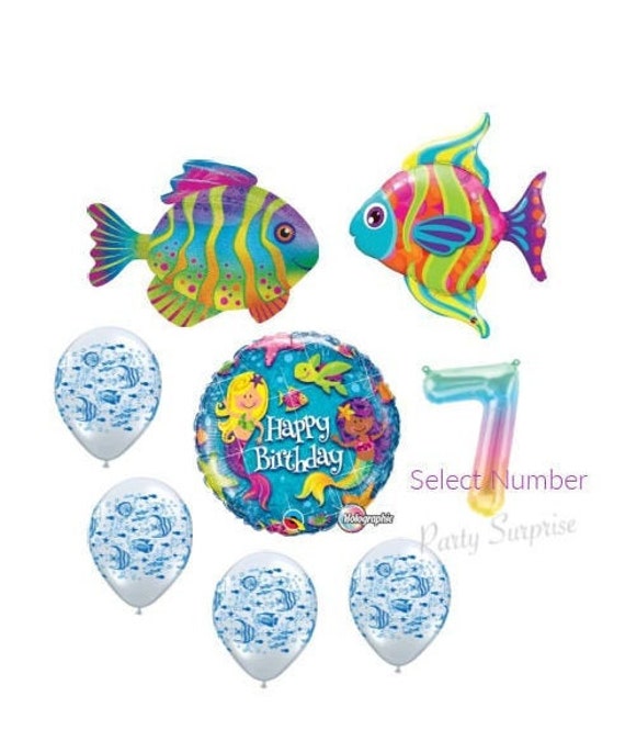 Tropical Fish Mermaid Balloons Pkg Nautical Swim Pool Beach Birthday Party Under the Sea Sailing Boating Luau Fish Balloons Select Your Pkg Il_570xn