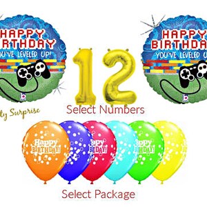 Gamer Birthday Balloons Video Games Birthday Party Balloons Kids Birthday Adult Made in USA Number Balloons